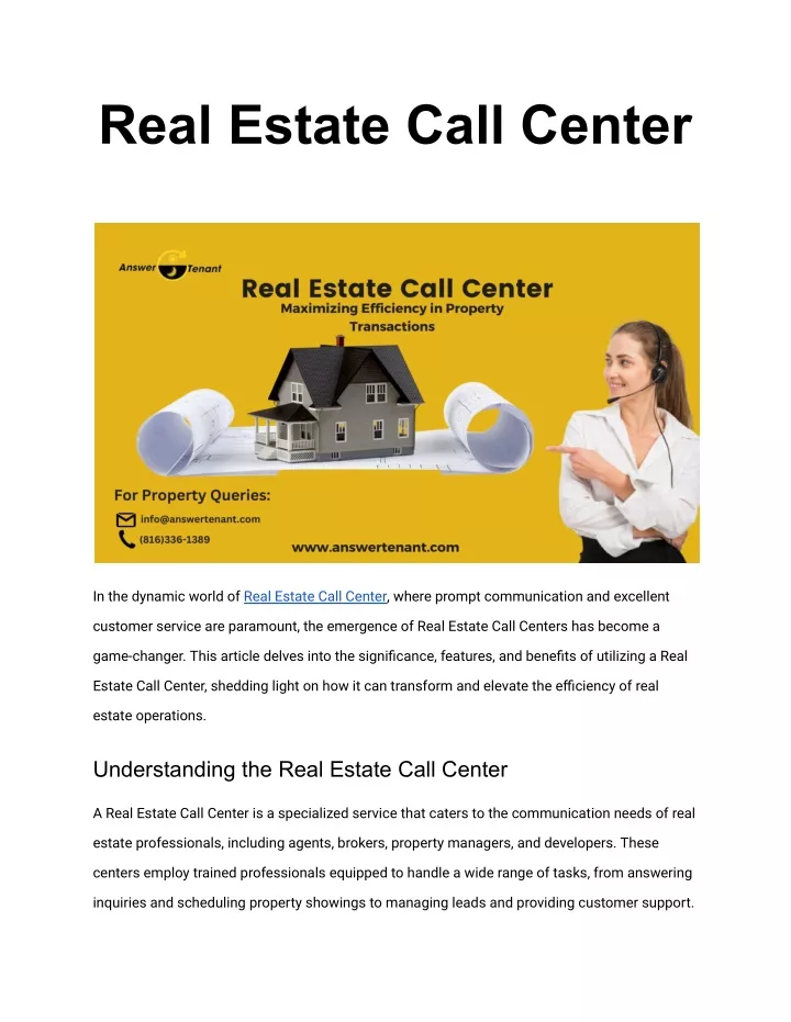 real estate call center