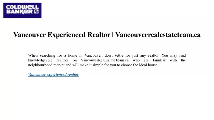 vancouver experienced realtor