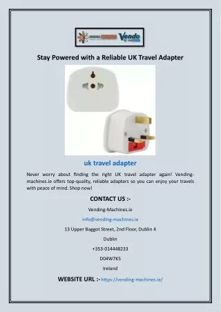 Stay Powered with a Reliable UK Travel Adapter