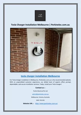 Tesla Charger Installation Melbourne | Perkinelec.com.au