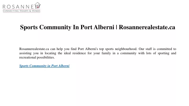 sports community in port alberni