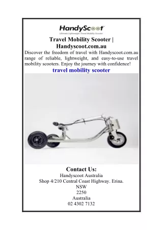 Travel Mobility Scooter  Handyscoot.com.au