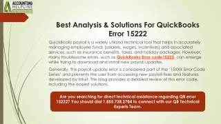 best analysis solutions for quickbooks error 15222