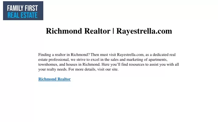 richmond realtor rayestrella com