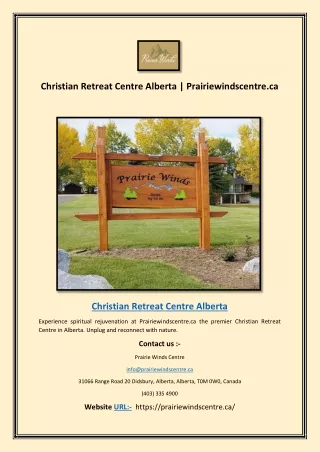 Christian Retreat Centre Alberta | Prairiewindscentre.ca