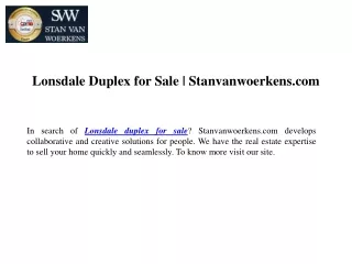 Lonsdale Duplex for Sale Stanvanwoerkens.com