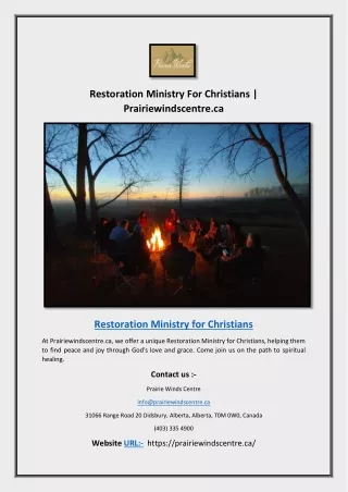 Restoration Ministry For Christians | Prairiewindscentre.ca