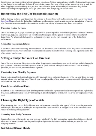 The Top Things to Consider When Shopping at a Car Dealership near me