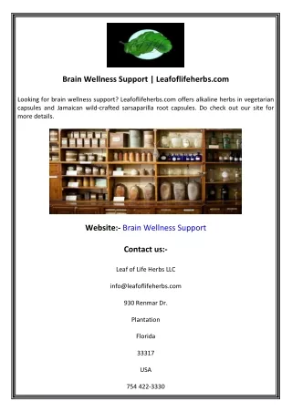 Brain Wellness Support  Leafoflifeherbs.com