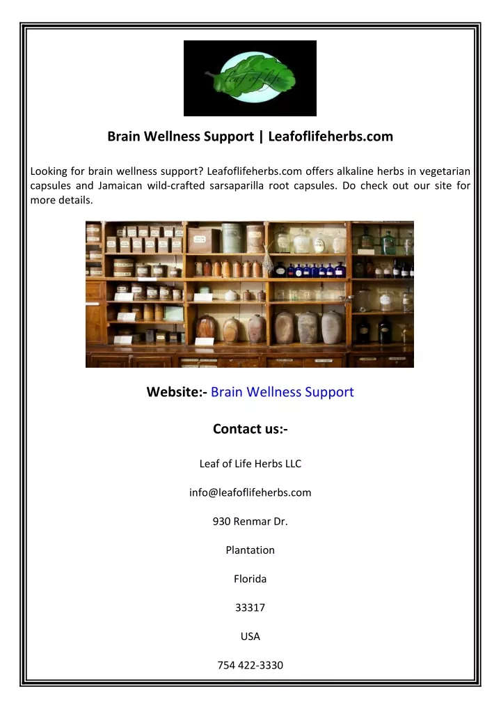 brain wellness support leafoflifeherbs com