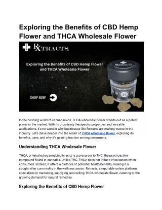 exploring the benefits of cbd hemp flower