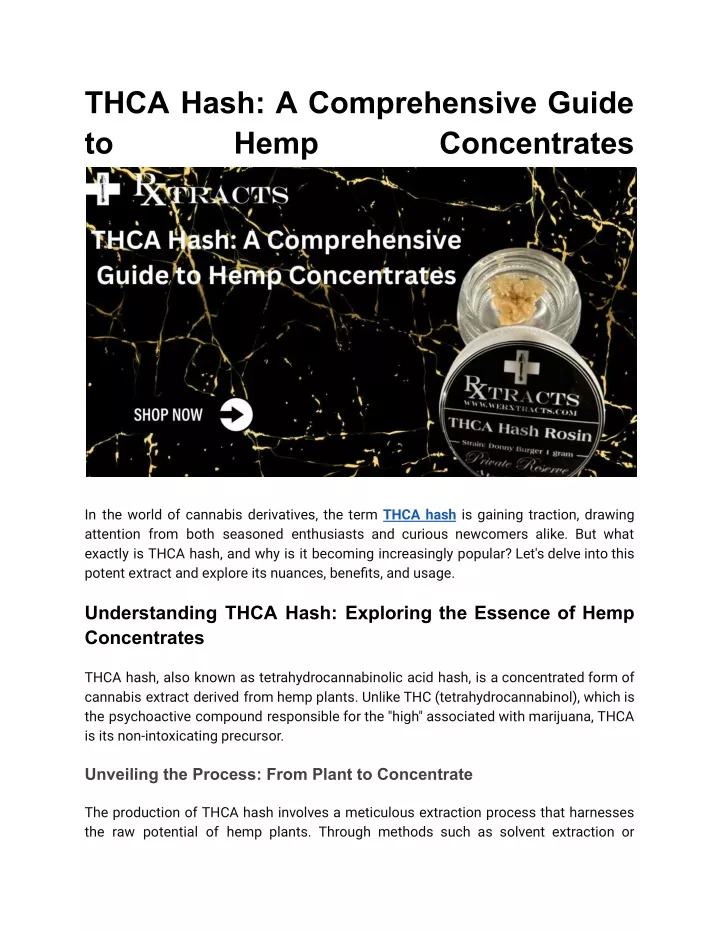 thca hash a comprehensive guide to hemp