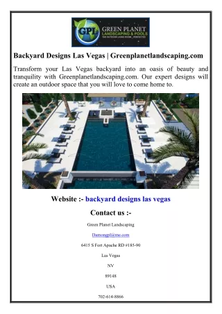 Backyard Designs Las Vegas  Greenplanetlandscaping.com