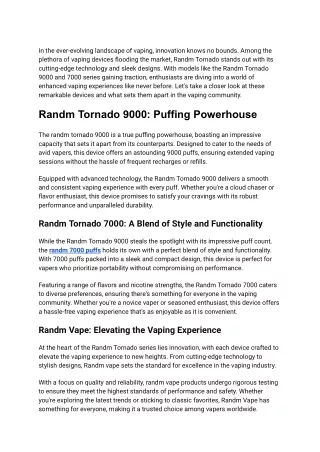 Exploring the Exciting World of Randm Vapes_ Unveiling the 9000 and 7000 Series