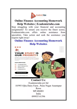 Online Finance Accounting Homework Help Websites  Ecademictube.com