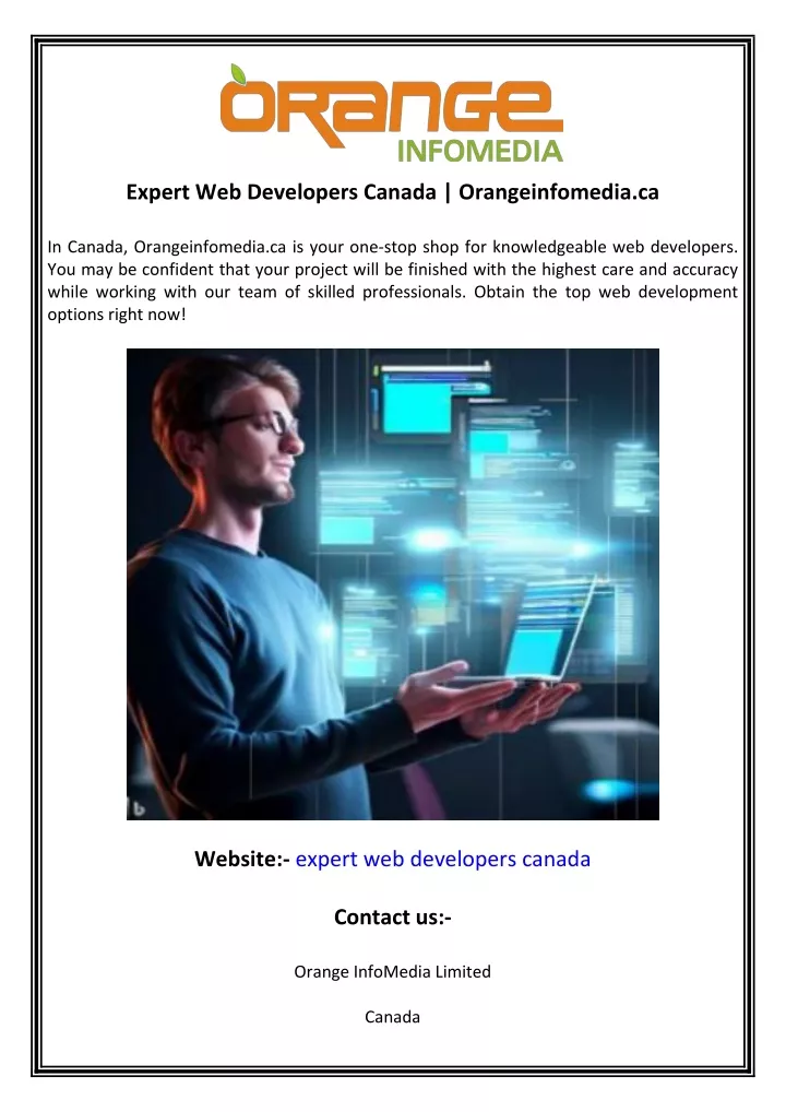 expert web developers canada orangeinfomedia ca