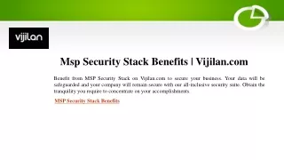 Msp Security Stack Benefits Vijilan.com