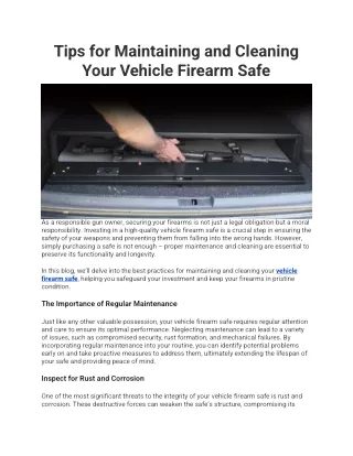 Tips for Maintaining and Cleaning Your Vehicle Firearm Safe