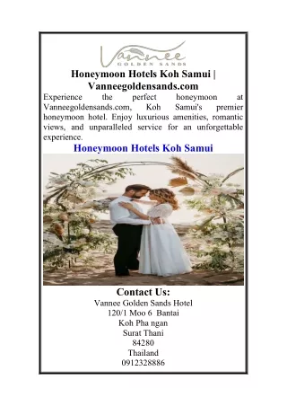 Honeymoon Hotels Koh Samui  Vanneegoldensands.com