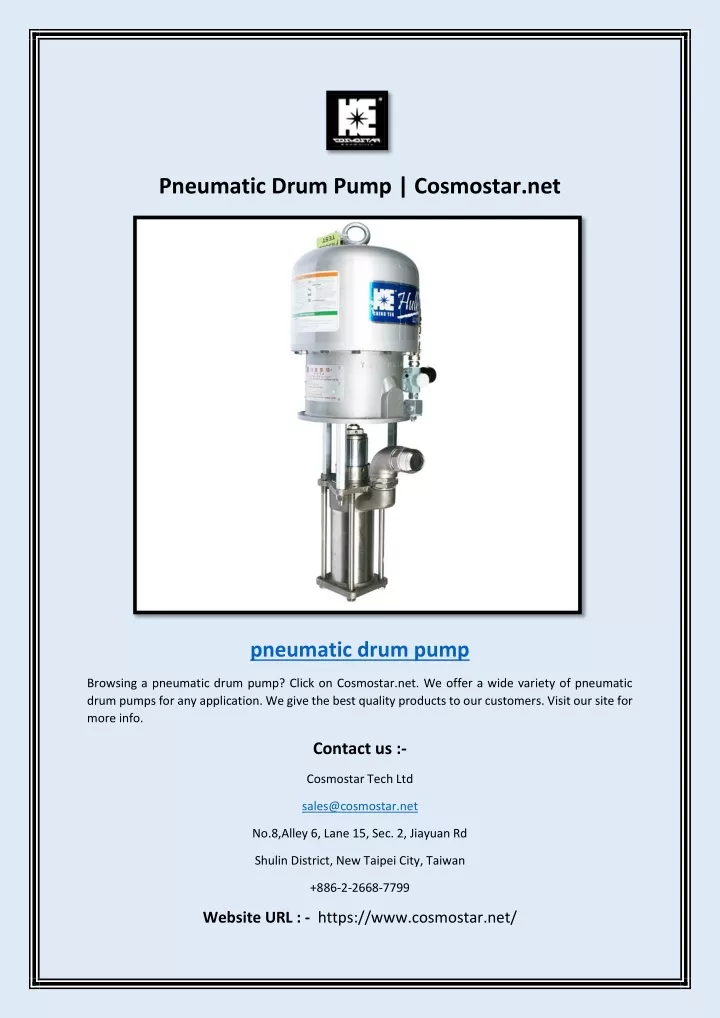 pneumatic drum pump cosmostar net