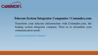 telecom system integrator companies commdex com