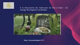 À la Découverte des Fabricants de Vins à Dijon  Un Voyage Œnologique Inoubliable