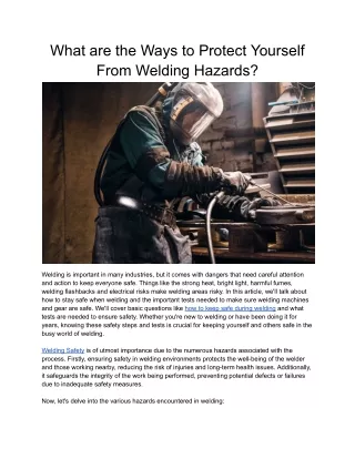 What are the Ways to Protect Yourself From Welding Hazards