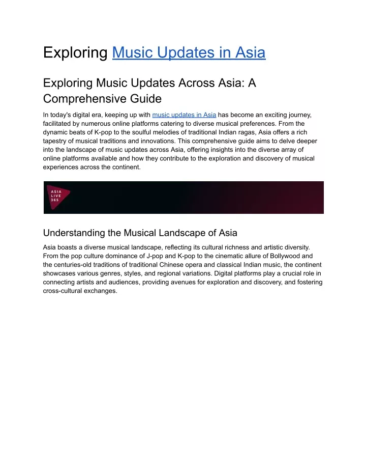 exploring music updates in asia