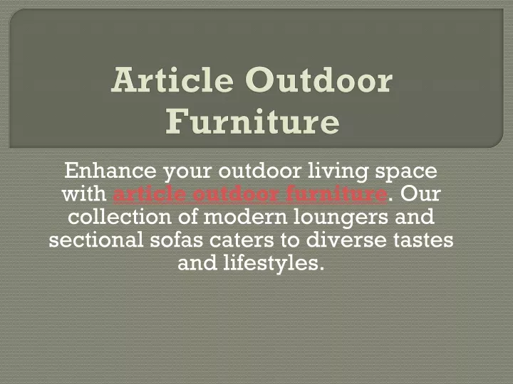 article outdoor furniture