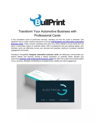 Transform Your Automotive Business with Professional Cards