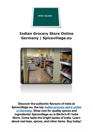 Indian Grocery Store Online Germany | Spicevillage.eu