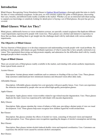 Blind Glasses: Recognizing Vision Simulation Eyeglasses