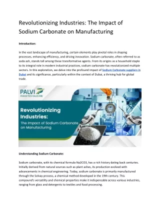 Revolutionizing Industries_ The Impact of Sodium Carbonate on Manufacturing