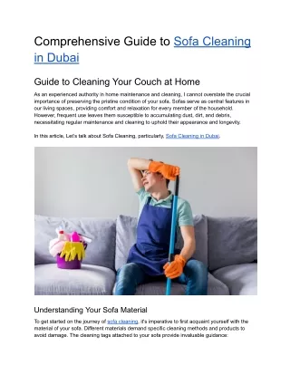 Comprehensive Guide to Sofa Cleaning in Dubai