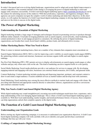 Digital Change: Unlocking Success with a Gold Coast-based Digital Marketing Firm