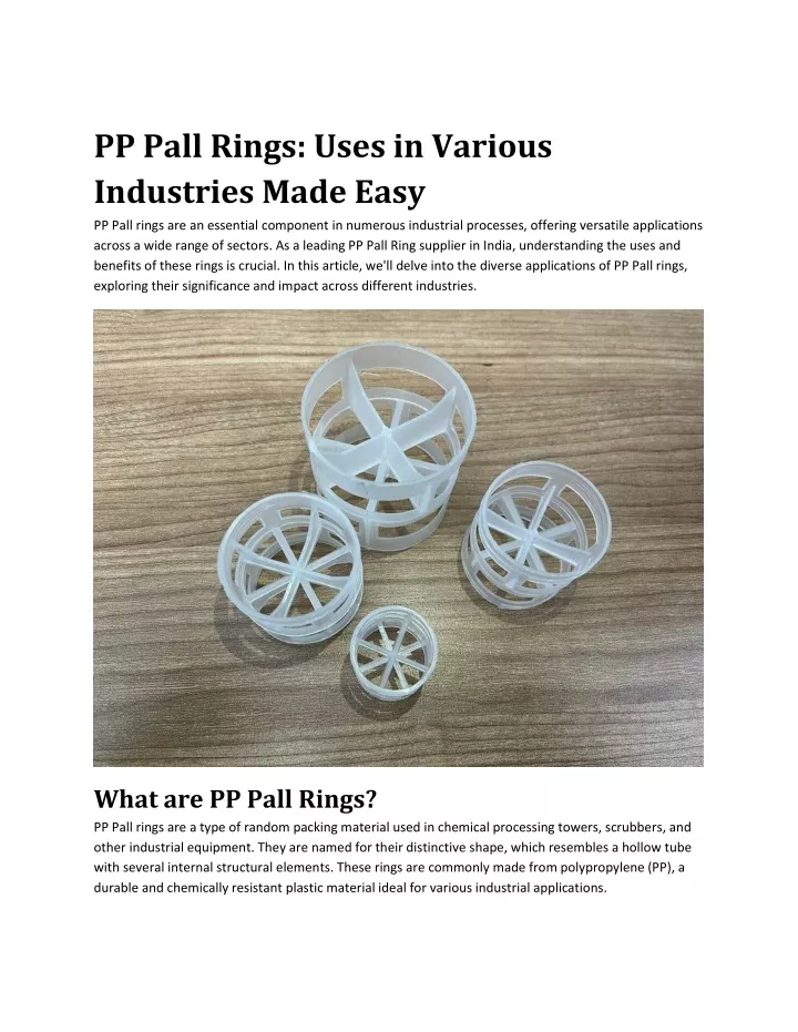 pp pall rings uses in various industries made easy