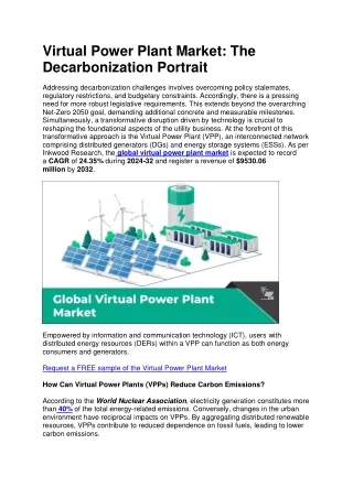 Virtual Power Plant Market: The Decarbonization Portrait