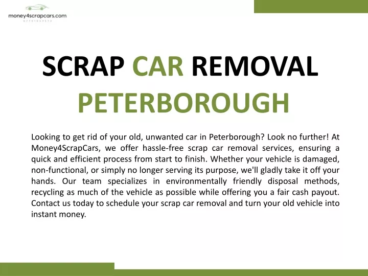 scrap car removal peterborough