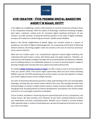 Icon Creation  Your Premier Digital Marketing Agency in Maadi, Egypt