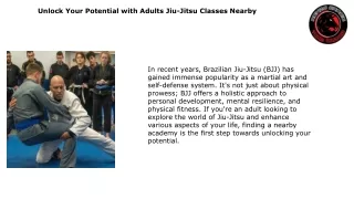 Unlock Your Potential with Adults Jiu-Jitsu Classes Nearby