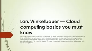 Lars Winkelbauer — Cloud computing basics you must know