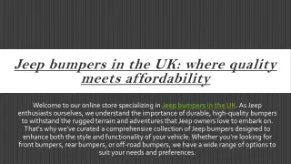 Jeep bumpers in the UK where quality meets affordability