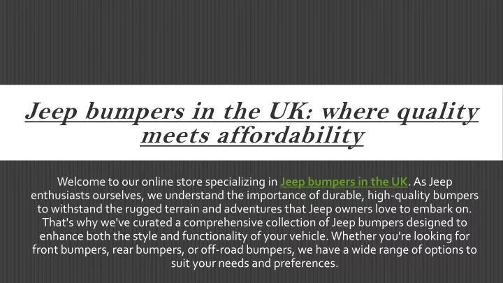 jeep bumpers in the uk where quality meets affordability