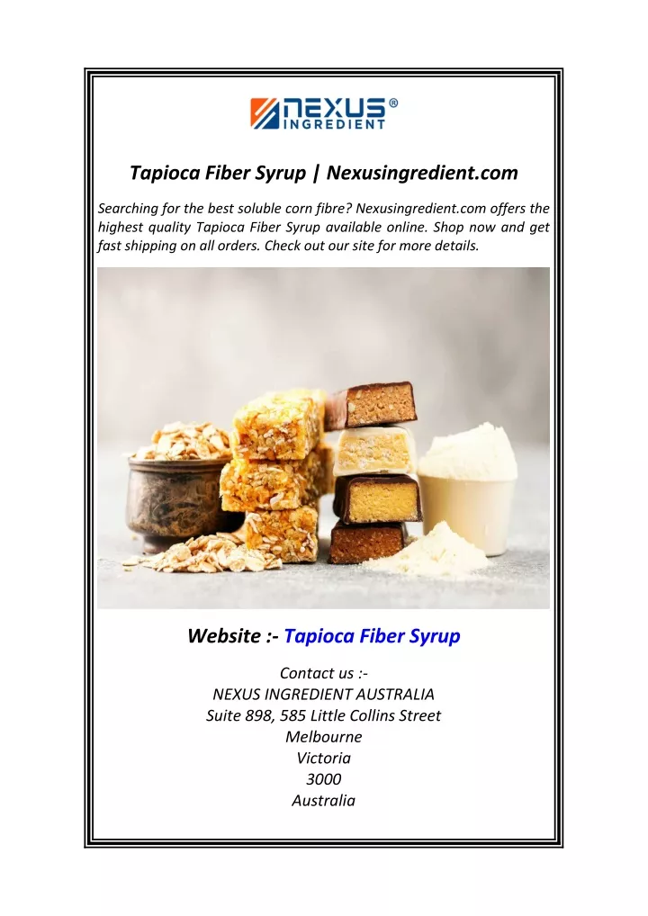 tapioca fiber syrup nexusingredient com