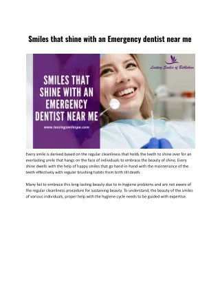 Smiles that shine with an Emergency dentist near me