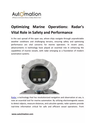 optimizing marine operations radar s vital role