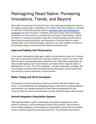 reimagining react native pioneering innovations