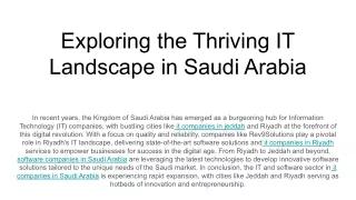 Exploring the Thriving IT Landscape in Saudi Arabia