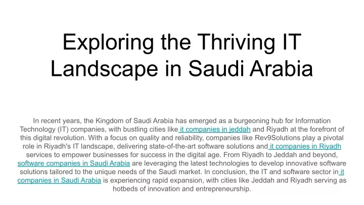 exploring the thriving it landscape in saudi