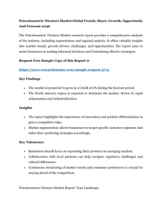 Potentiometric Titrators Market Global Trends, Share, Growth, Opportunity 2036